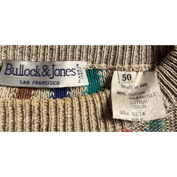 Bullock & Jones Mens Multicolor Plaid L (50) Striped Sweater Made In Italy - Picture 3 of 12